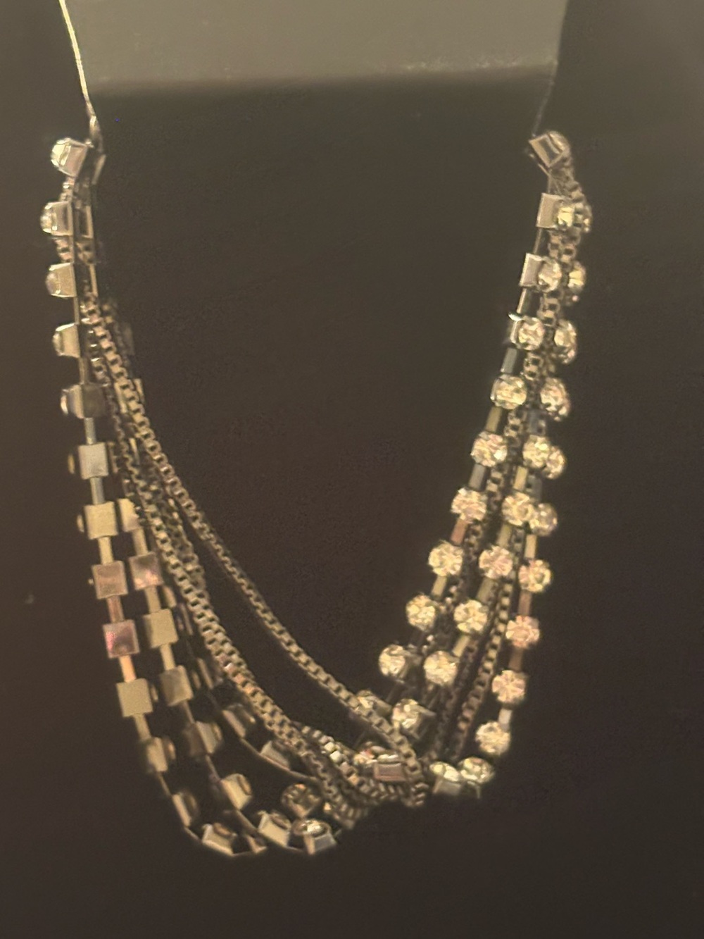 Multi-Strand Silver-Tone Crystal Statement Bracelet- Women Jewelry